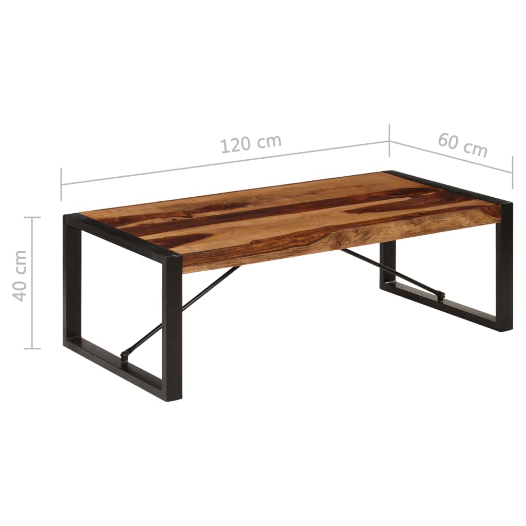 Black Coffee Table 47.2"x23.6"x15.7" Solid Sheesham Wood C566005