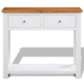 Solid Oak Wood Console Table with Drawers and Shelf J252