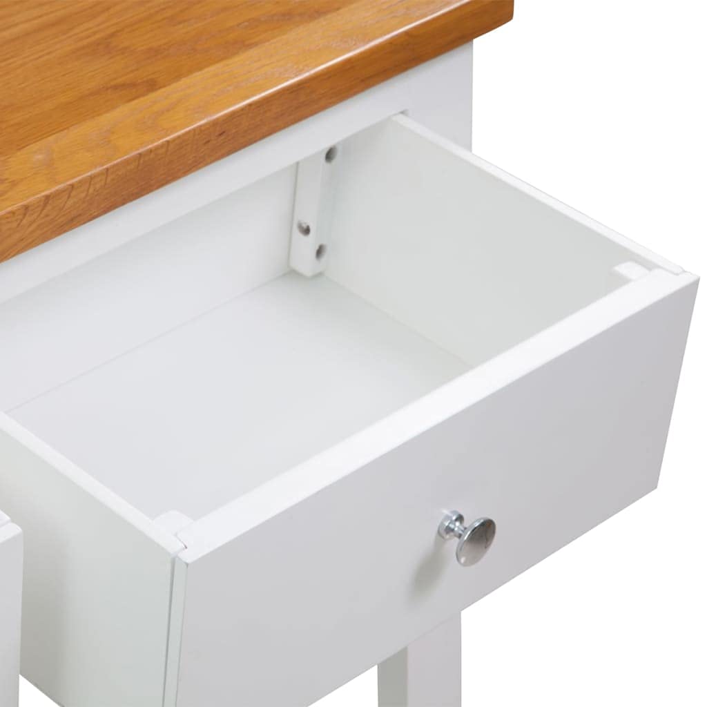 Solid Oak Wood Console Table with Drawers and Shelf J252