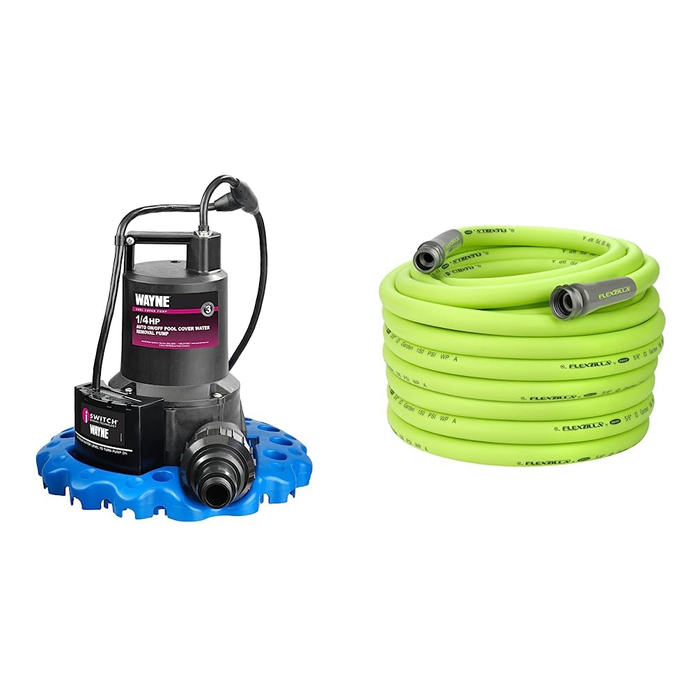 Blue Pool Cover Pump & 5/8 in. x 100 ft. Garden Hose K7030