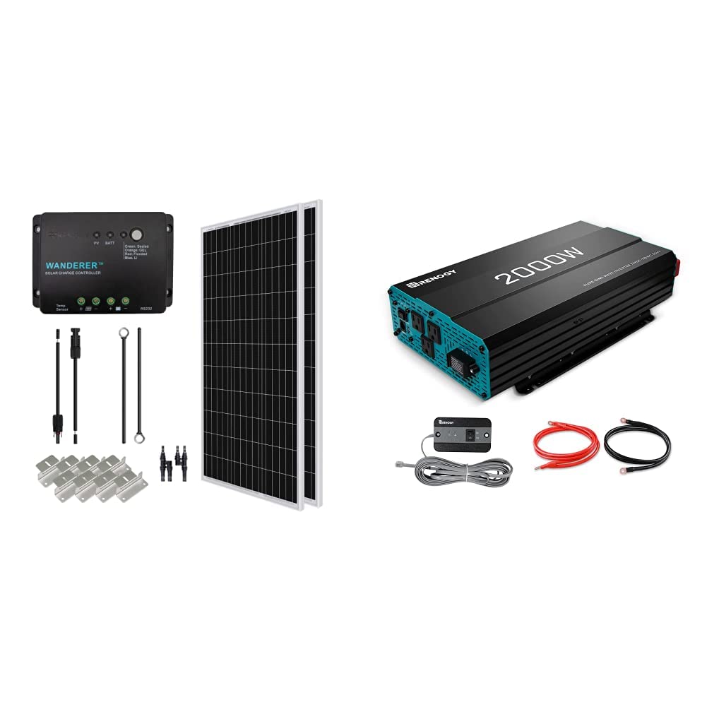 200 Watt 12 Volt Monocrystalline Solar Panel Starter Kit & 2000W Pure Sine Wave Inverter J166612