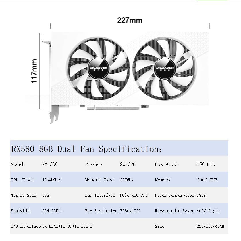 8GB GDDR5 Graphics Card with Dual Fan L219551