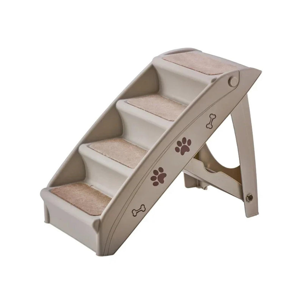 Folding Plastic 4 Steps Non-Slip Dog Stairs Light Gray S885112