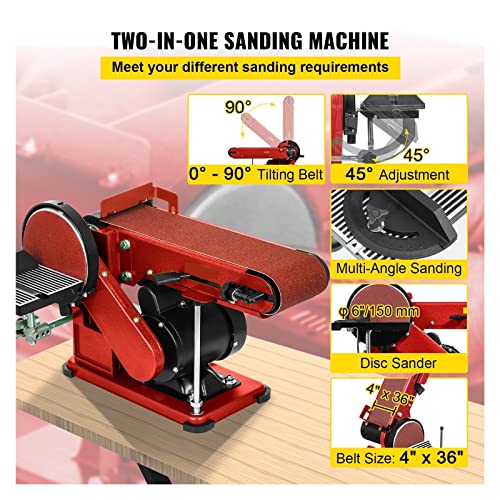 4x36 Inch and 6 Inch Disc 350W Benchtop Belt Disc Sander Y3392