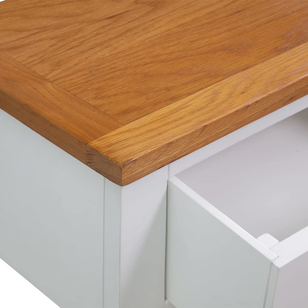 Solid Oak Wood Console Table with Drawers and Shelf J252