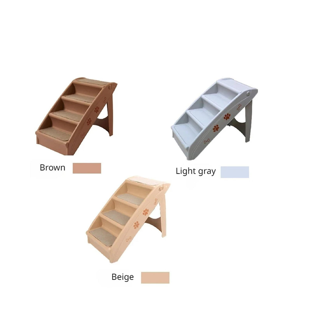 Folding Plastic 4 Steps Non-Slip Dog Stairs Light Gray S885112