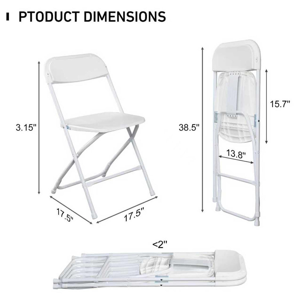 10 Pack White Folding Chairs 350LBS Capacity Steel B997973