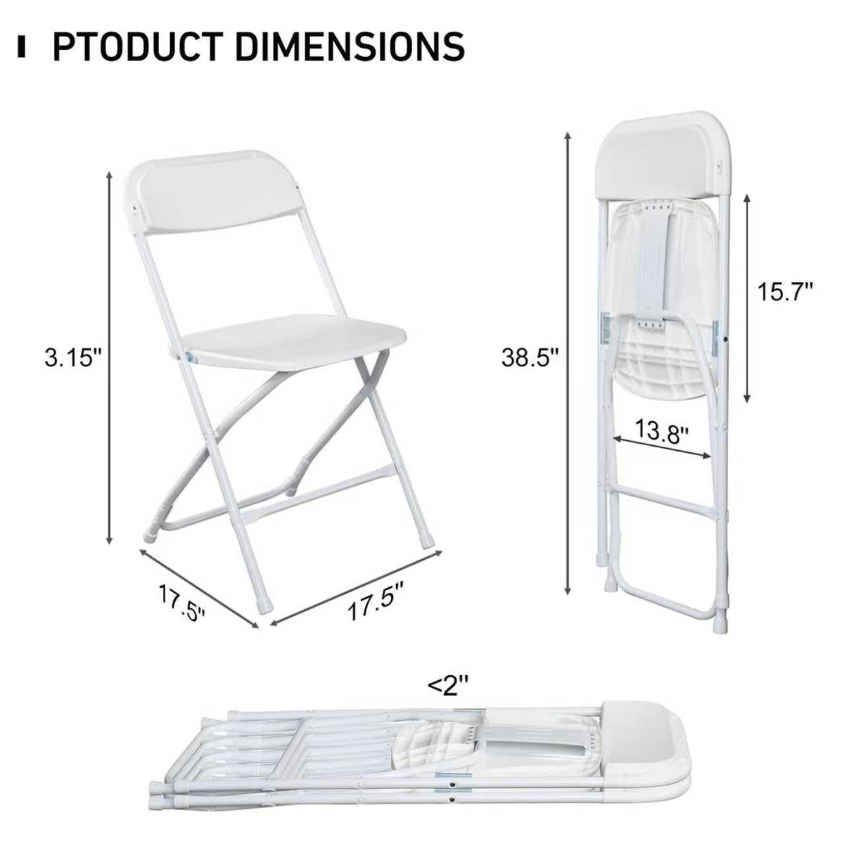 10 Pack White Folding Chairs 350LBS Capacity Steel B997973