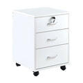 White 3 Drawer Rolling Wood File Cabinet D8300