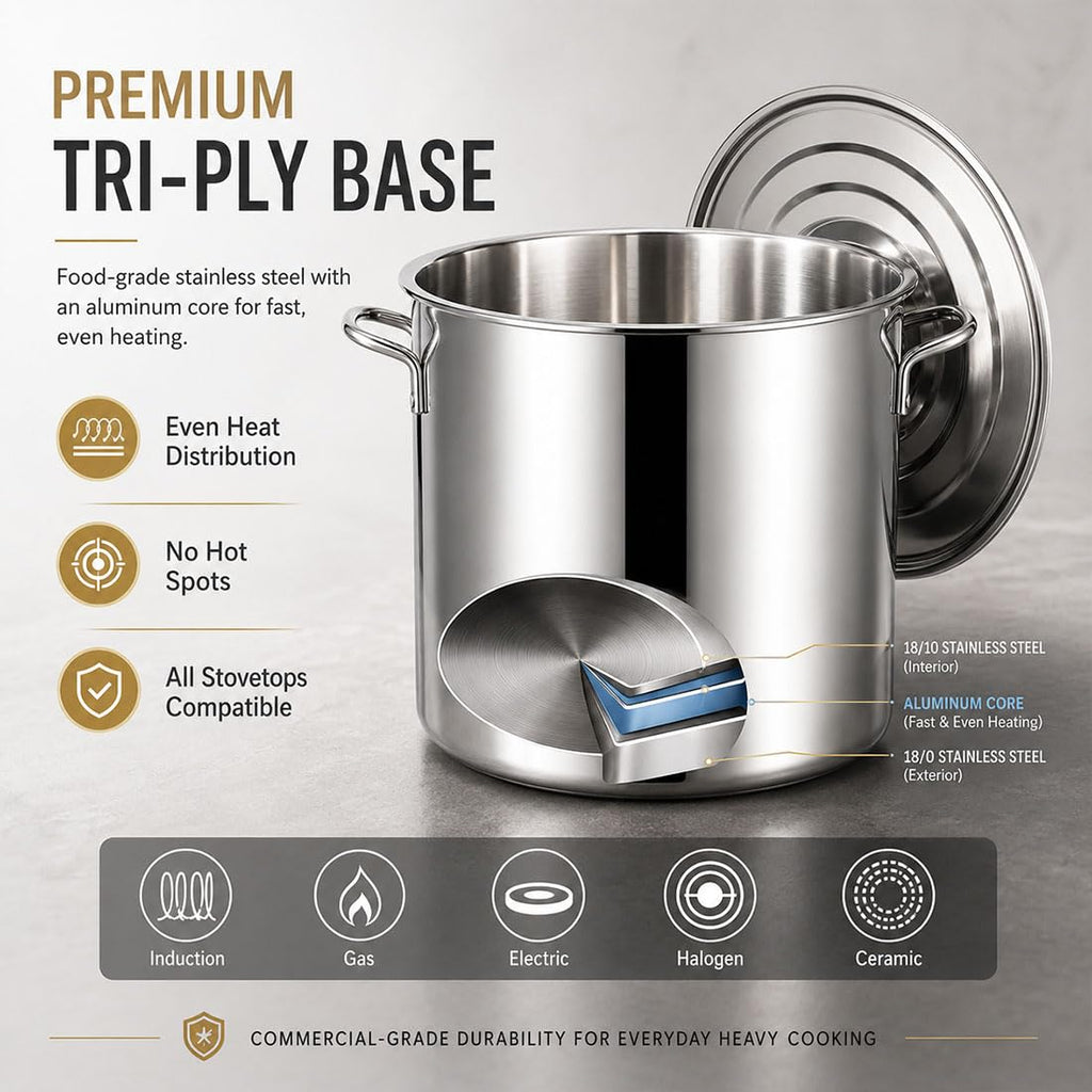 Heavy Duty Stainless Steel Stock Pot with Lid X38973