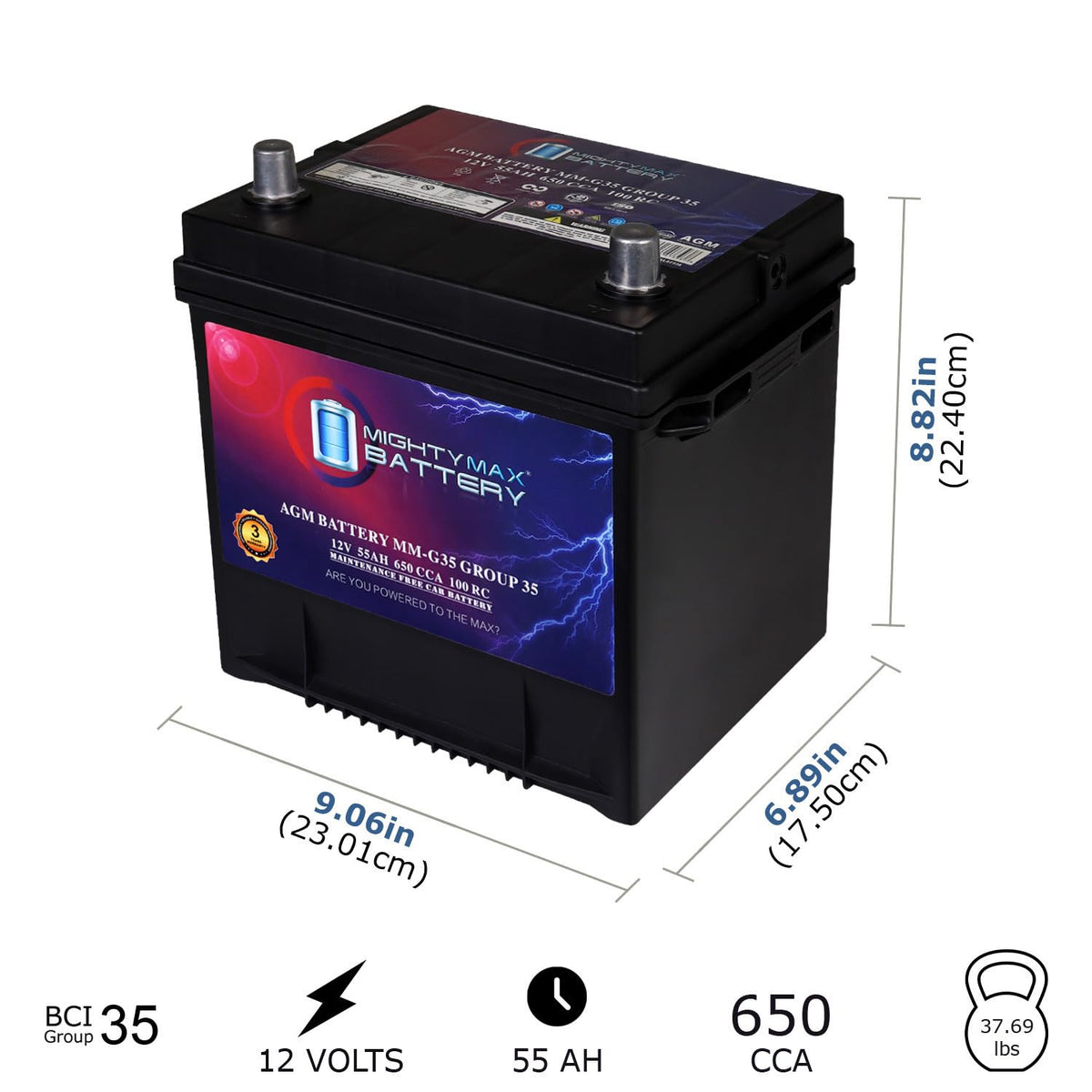 12V 55Ah AGM Replacement Battery I96410