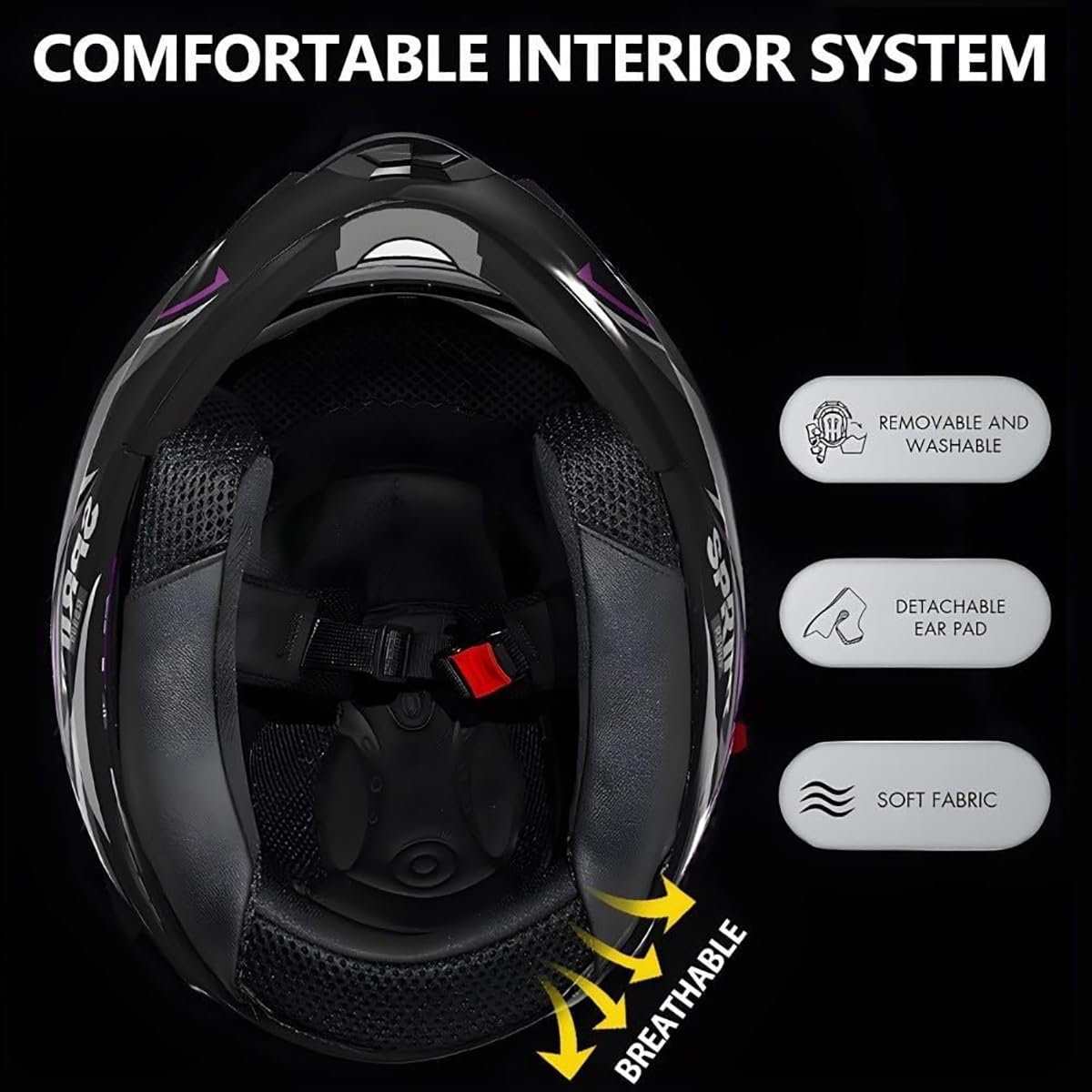Flip Up Full Face Bluetooth Motorcycle Helmet with Dual Visor F17909
