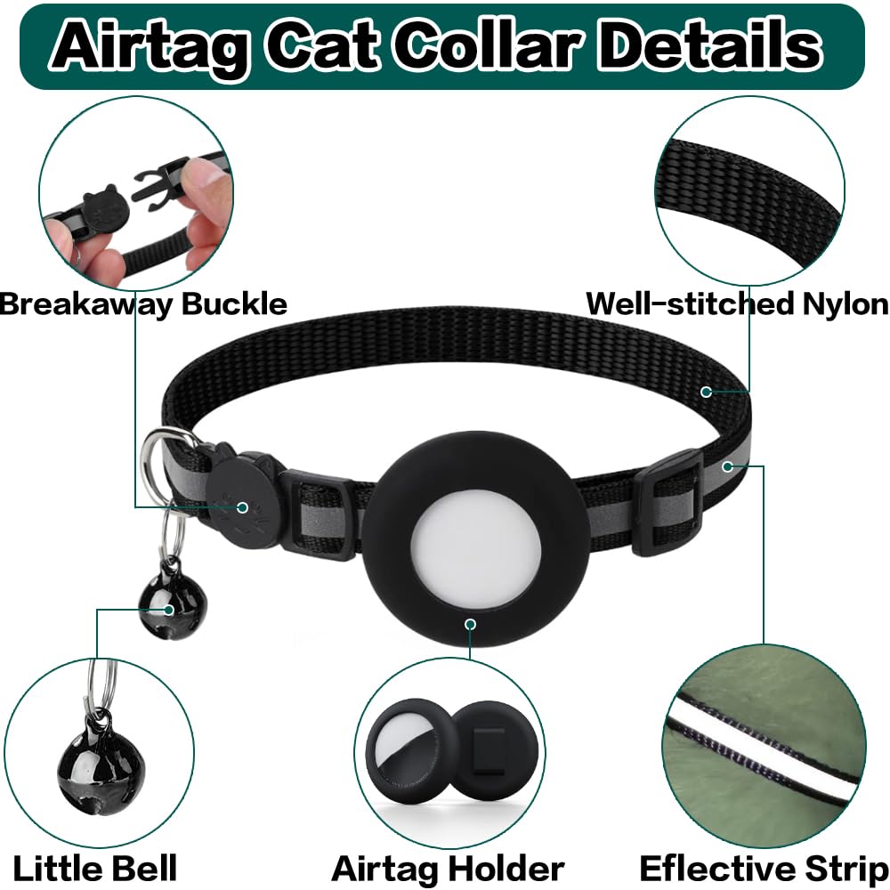 Breakaway Reflective Cat Collar with Air Tag Holder Z111523