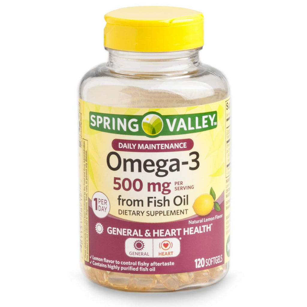 Omega-3 500 mg Fish Oil Lemon 120 Softgels E16390