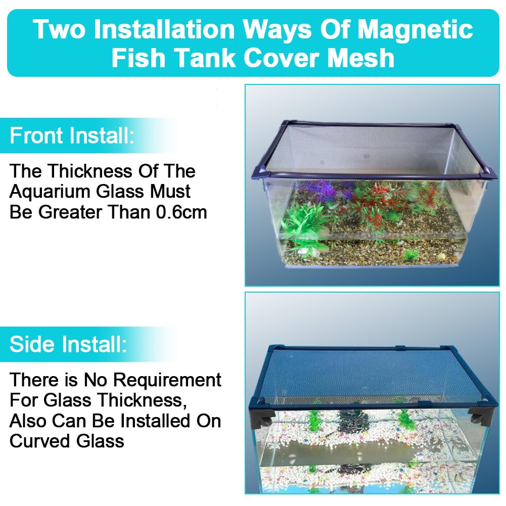 Magnetic Aquarium Cover Lid Anti-Jumping Net Adjustable Max 35''X19'' G537052