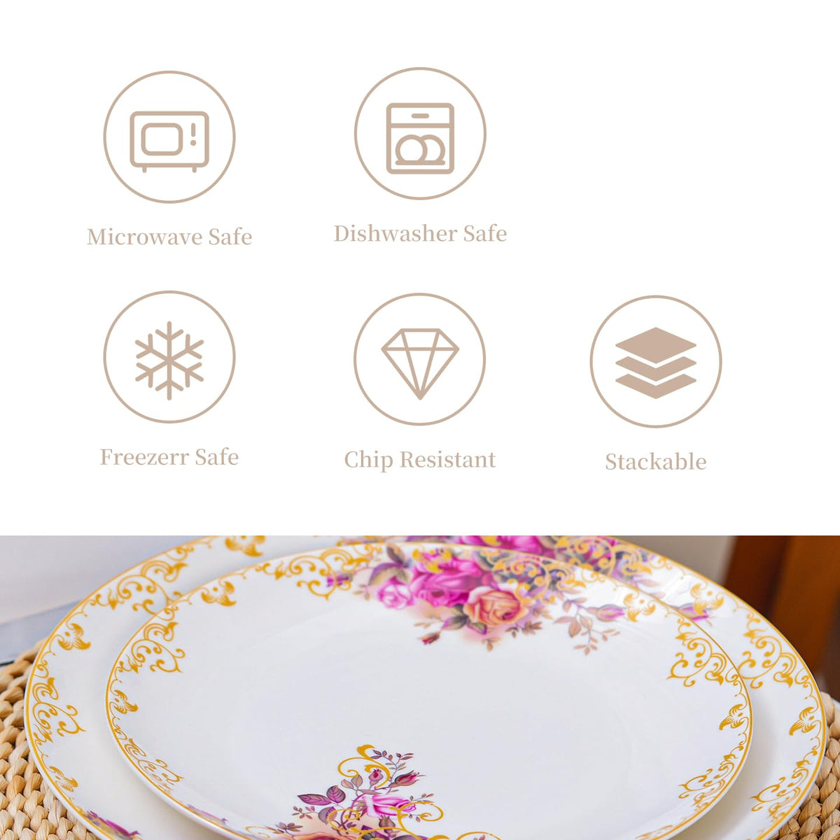White 12 Piece Porcelain Dinnerware Set X9442