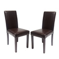 Brown Faux Leather Solid Wood Parson Chairs, Set of 2 P92212