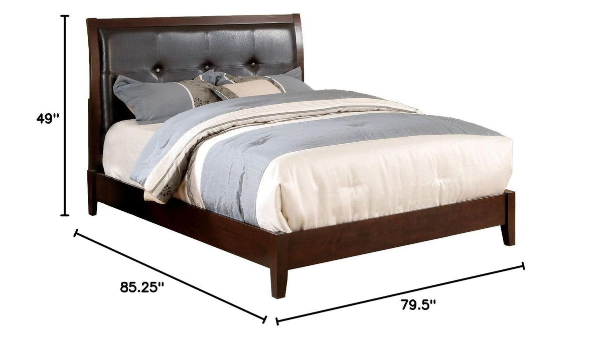 Brown Cherry Eastern King Leatherette Platform Bed X923