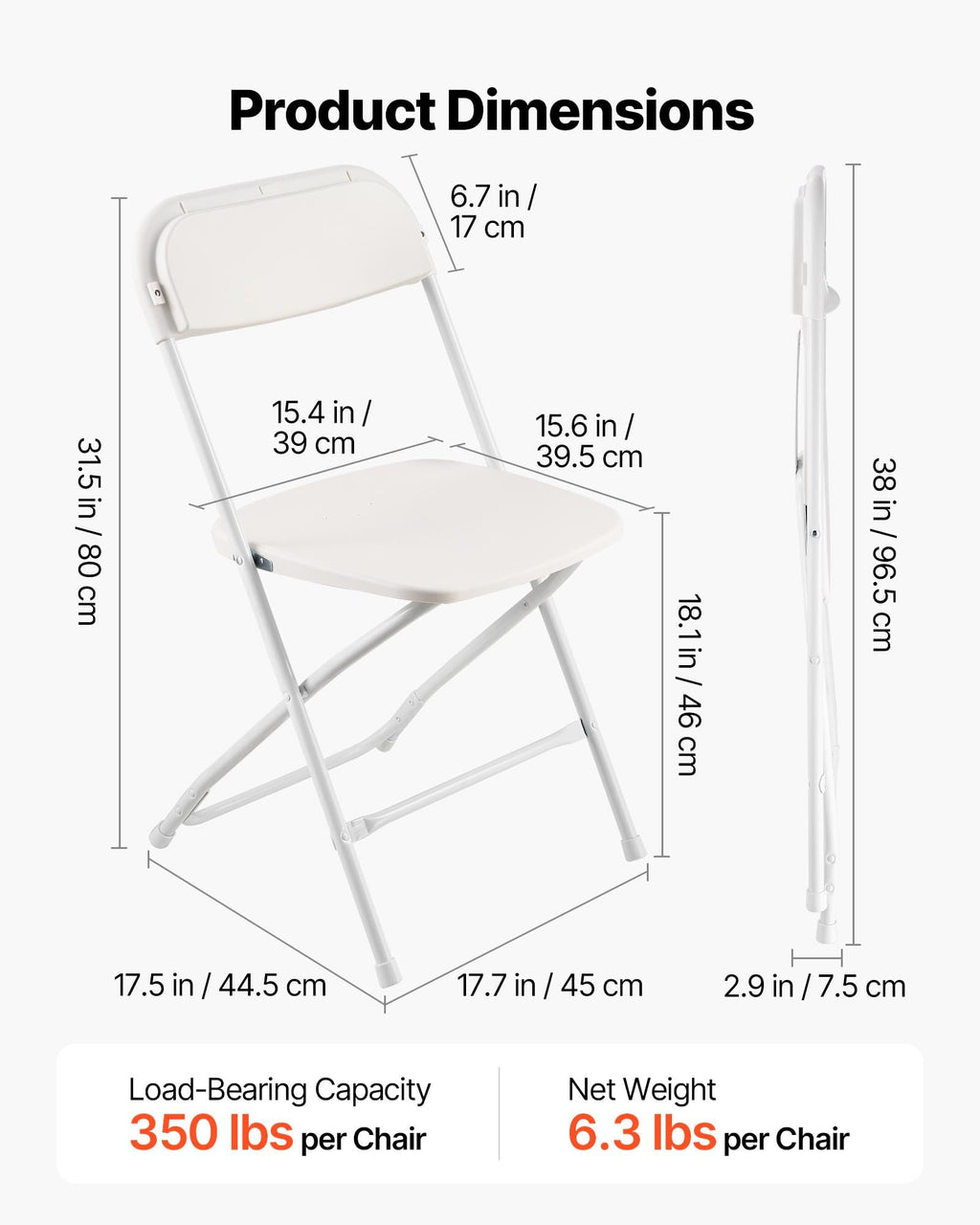 4 Pack Folding Plastic Chairs with Metal Frame I49213