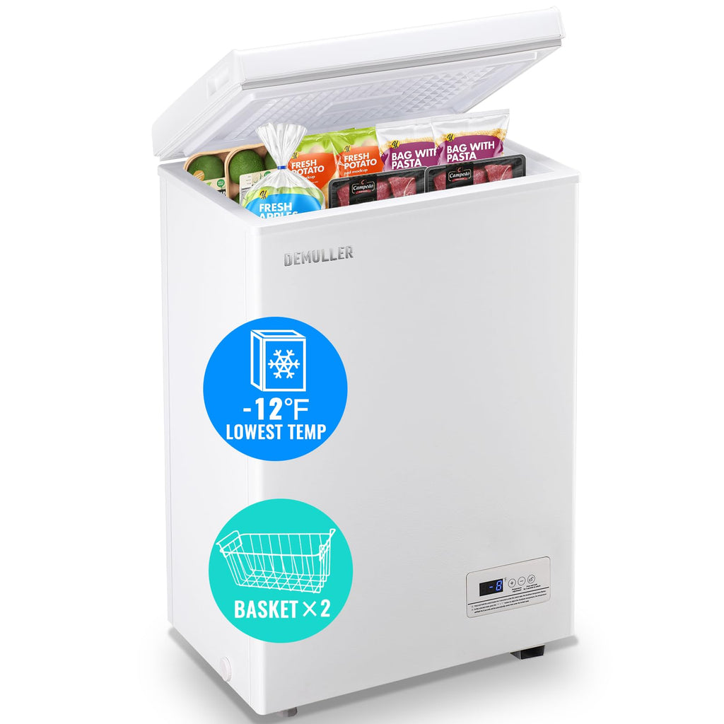 3.5 CU.FT White Chest Freezer with Two Removable Baskets I694