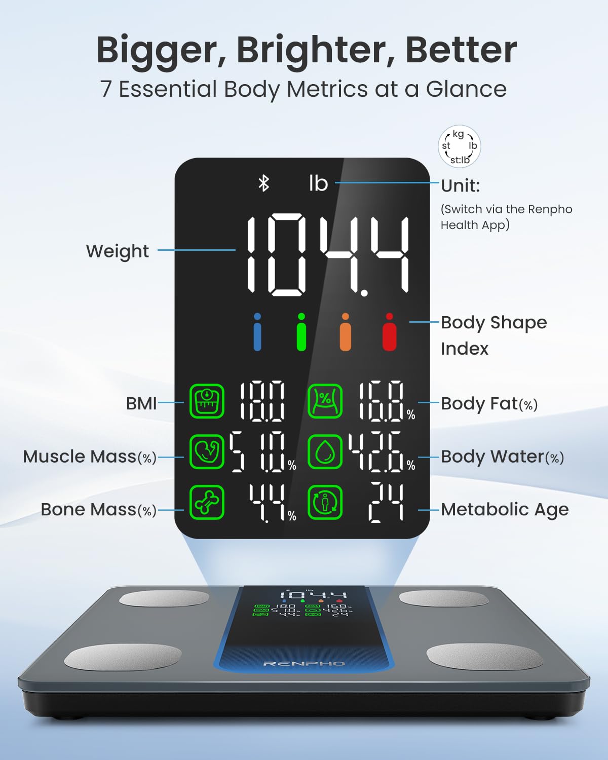 Digital Food Scale and Smart Body Weight Scale with LED Display Z998