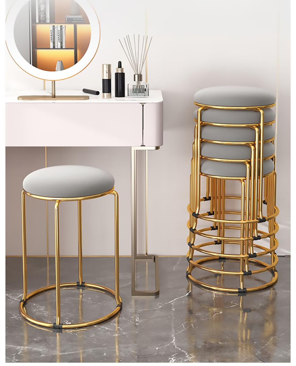 Carbon Steel Stacking Stool Set with Padded Seat, 4-Piece, Grey C85352