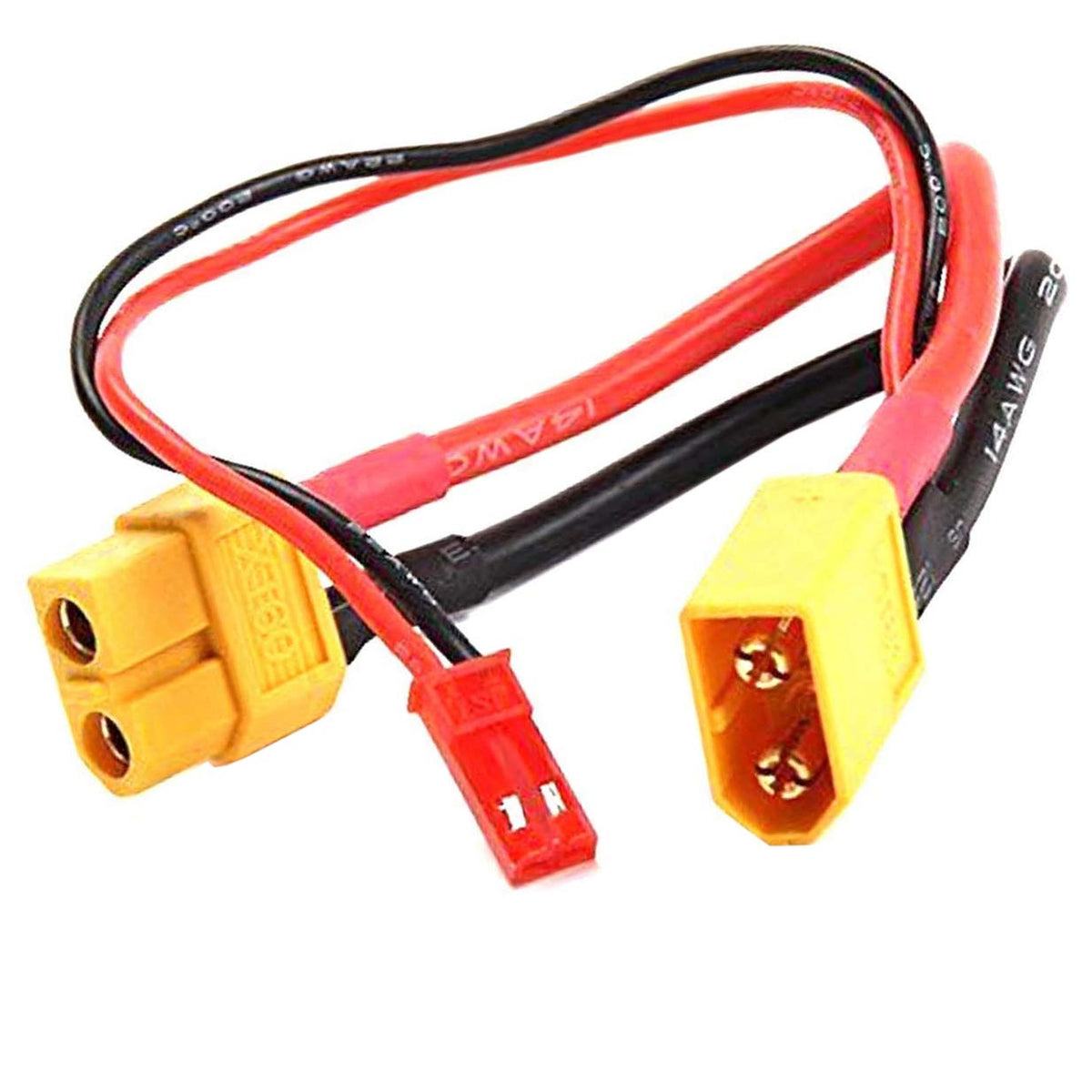 14AWG XT60 Parallel Battery Connector 2-Male to 1-Female Cable Splitter Harness Adapter M961