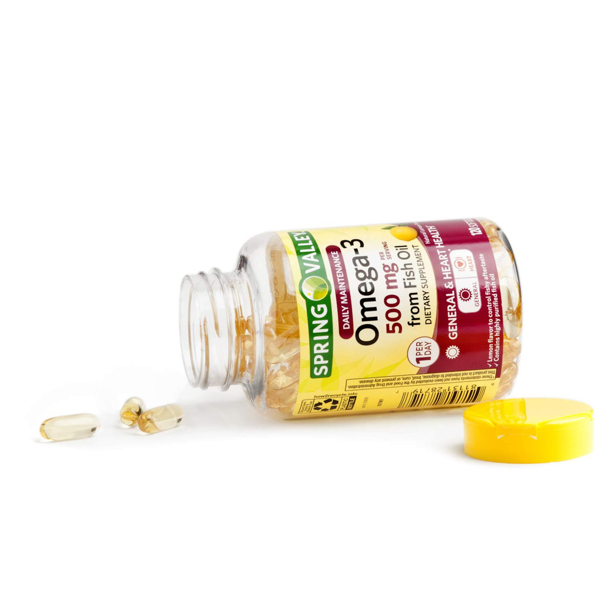 Omega-3 500 mg Fish Oil Lemon 120 Softgels E16390