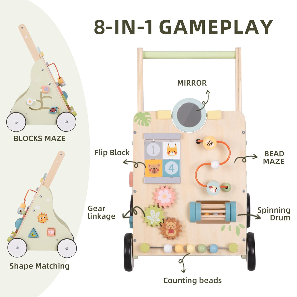 Wooden Baby Walker with Wheels Z15392