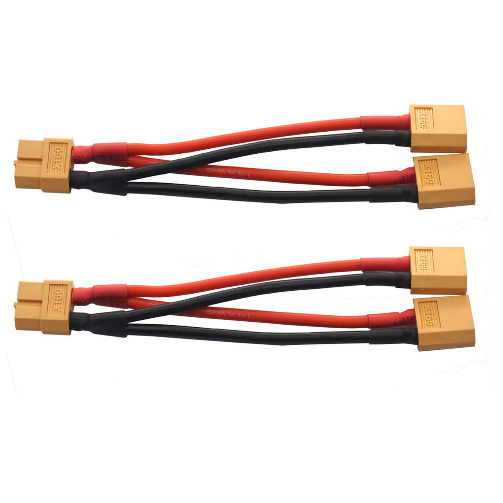 14AWG XT60 Parallel Battery Connector 2-Male to 1-Female Cable Splitter Harness Adapter M961