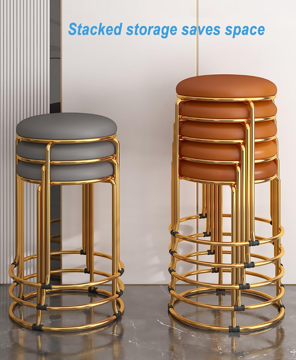 Carbon Steel Stacking Stool Set with Padded Seat, 4-Piece, Grey C85352