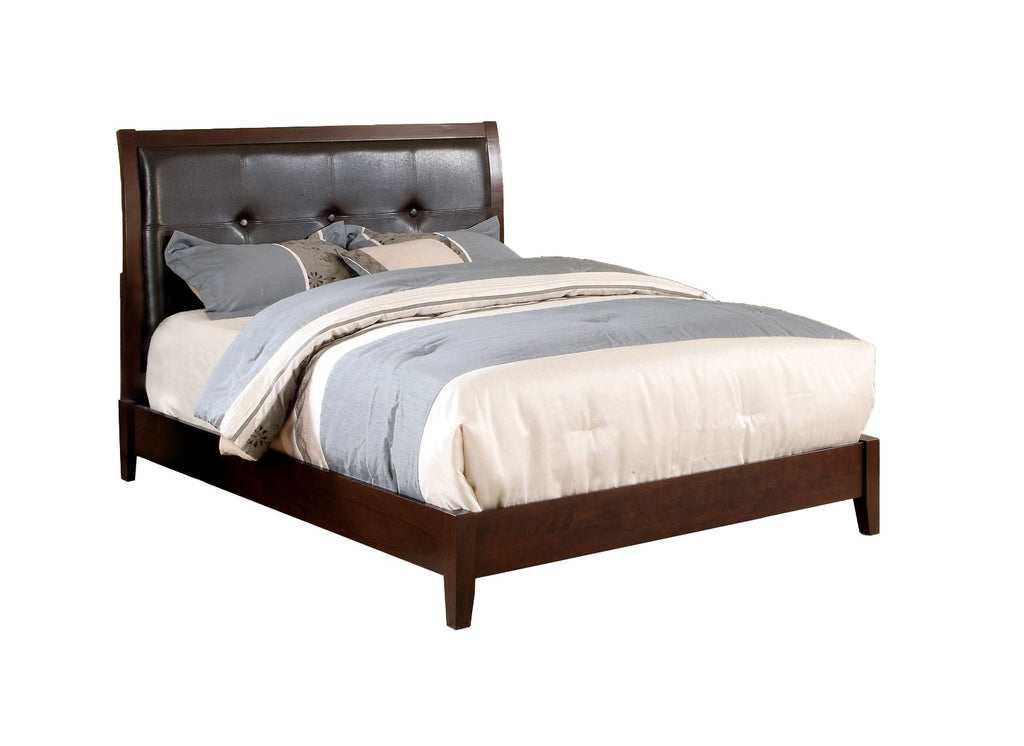 Brown Cherry Eastern King Leatherette Platform Bed X923