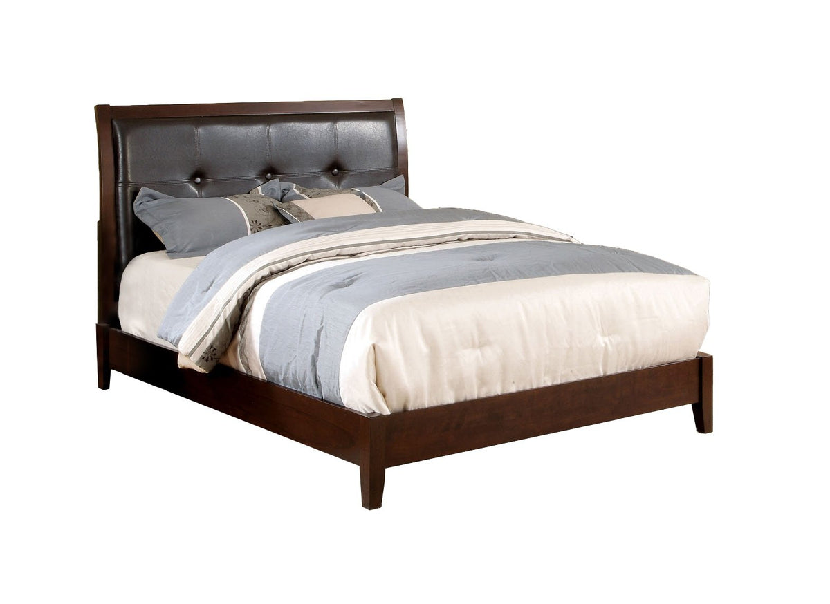 Brown Cherry Eastern King Leatherette Platform Bed X923