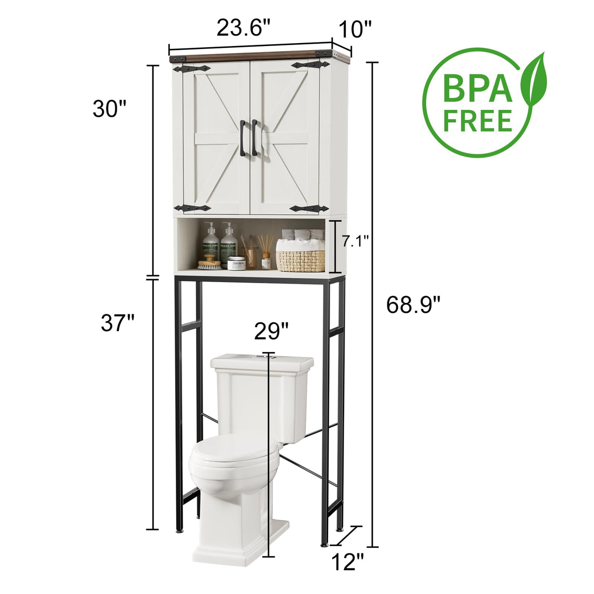 Over The Toilet Storage Cabinet with Adjustable Shelf, White N126