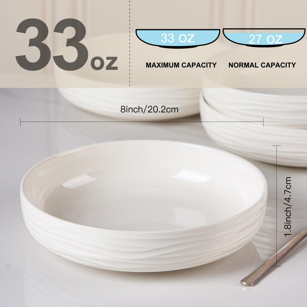 White Pasta Bowls Set of 4 U90857