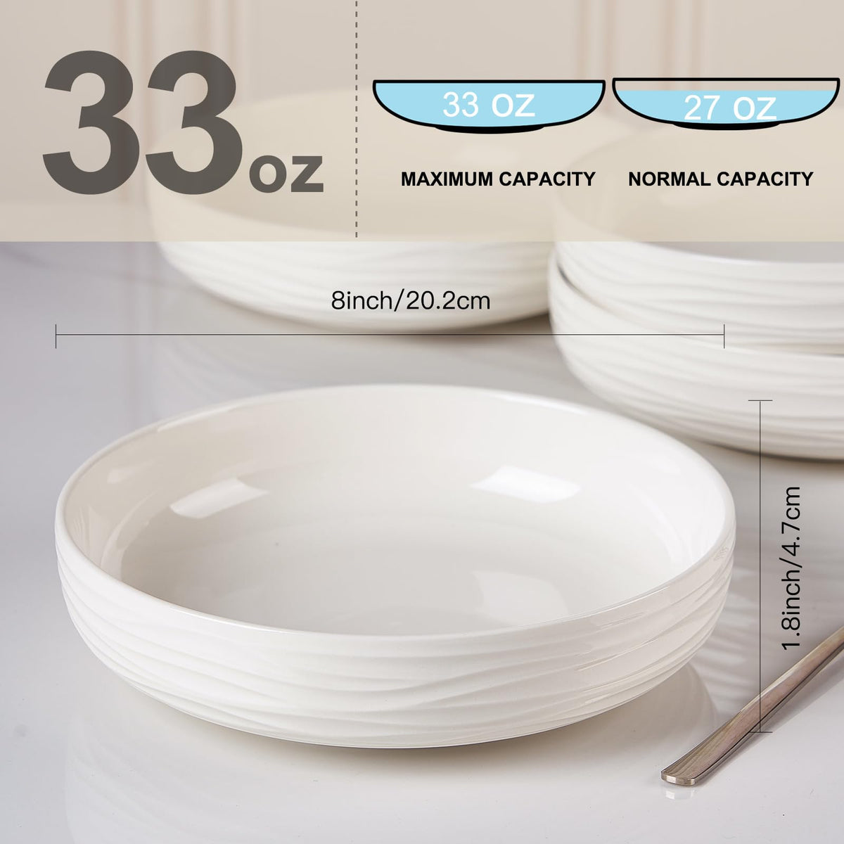 White Pasta Bowls Set of 4 U90857