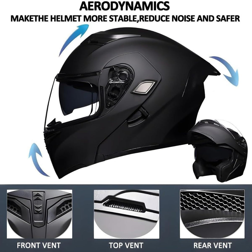 Flip Up Full Face Bluetooth Motorcycle Helmet with Dual Visor F17909
