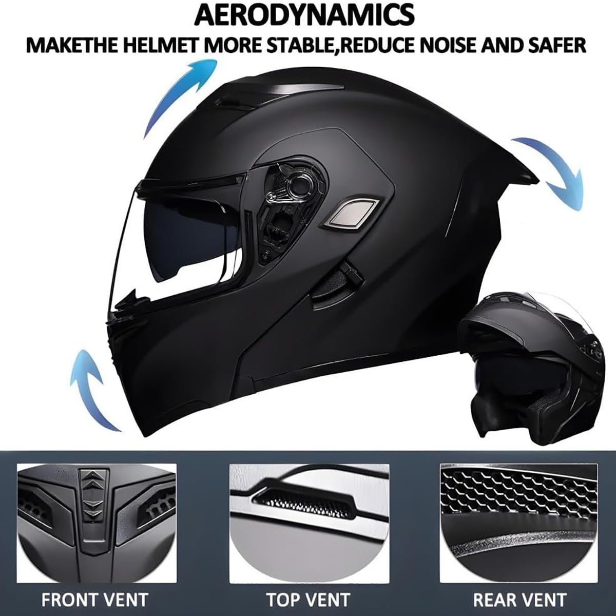Flip Up Full Face Bluetooth Motorcycle Helmet with Dual Visor F17909