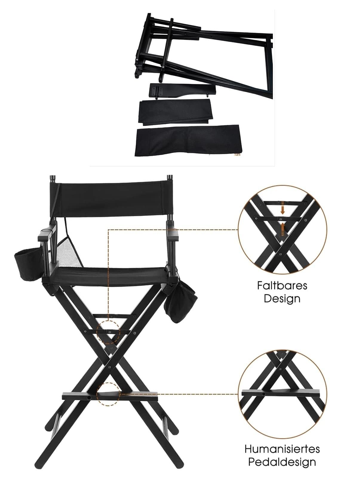 Foldable Directors Chair with Headrest Y74887