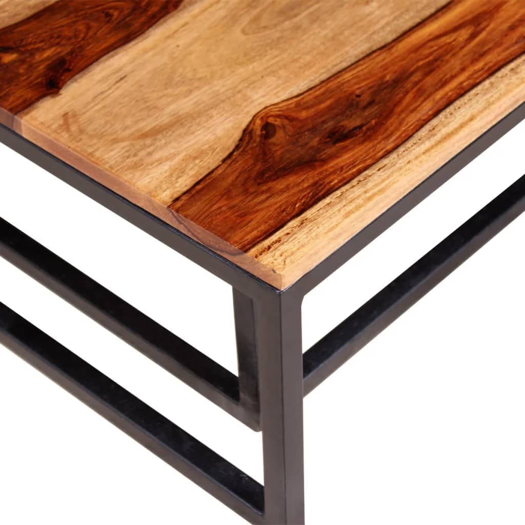 Solid Sheesham Wood Nesting Coffee Tables Set of 2 Metal Frame Z420190