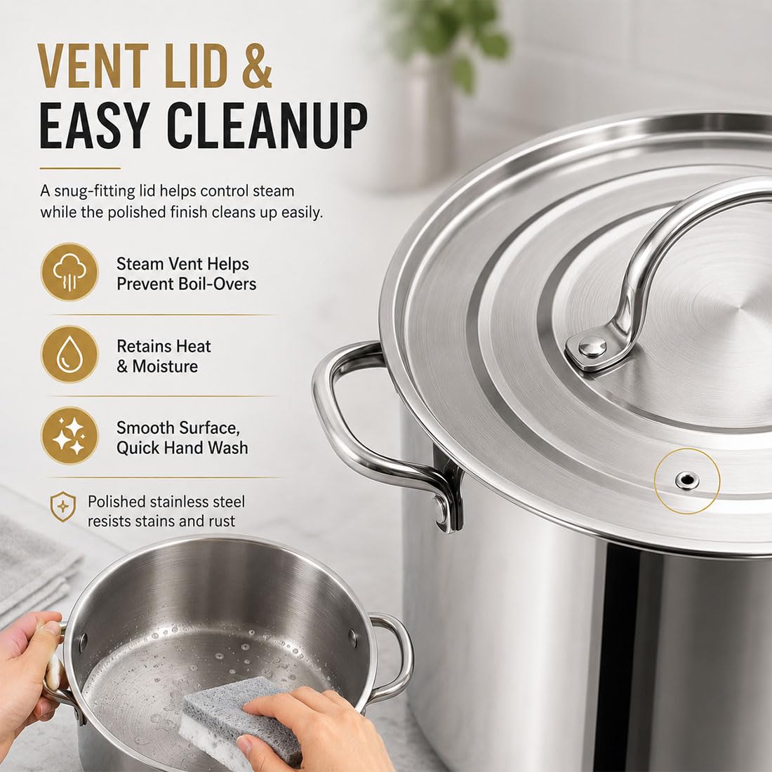 Heavy Duty Stainless Steel Stock Pot with Lid X38973