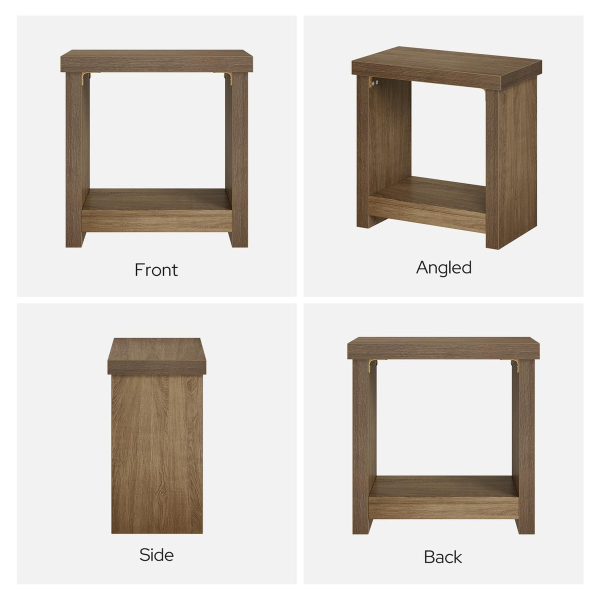 Brown Set of 2 End Tables with Storage Shelves L716