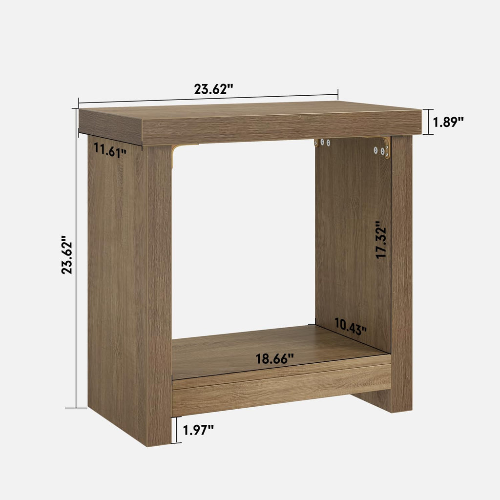 Brown Set of 2 End Tables with Storage Shelves L716