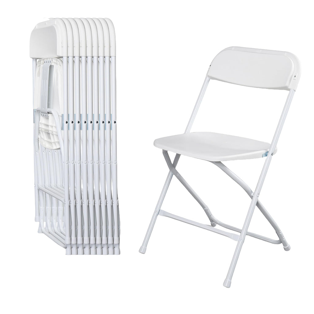 10 Pack White Folding Chairs 350LBS Capacity Steel B997973