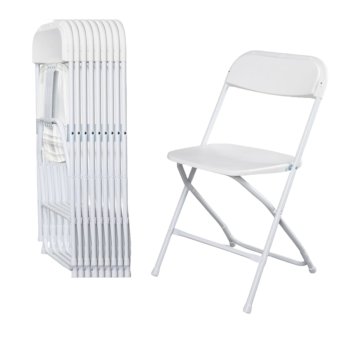 10 Pack White Folding Chairs 350LBS Capacity Steel B997973