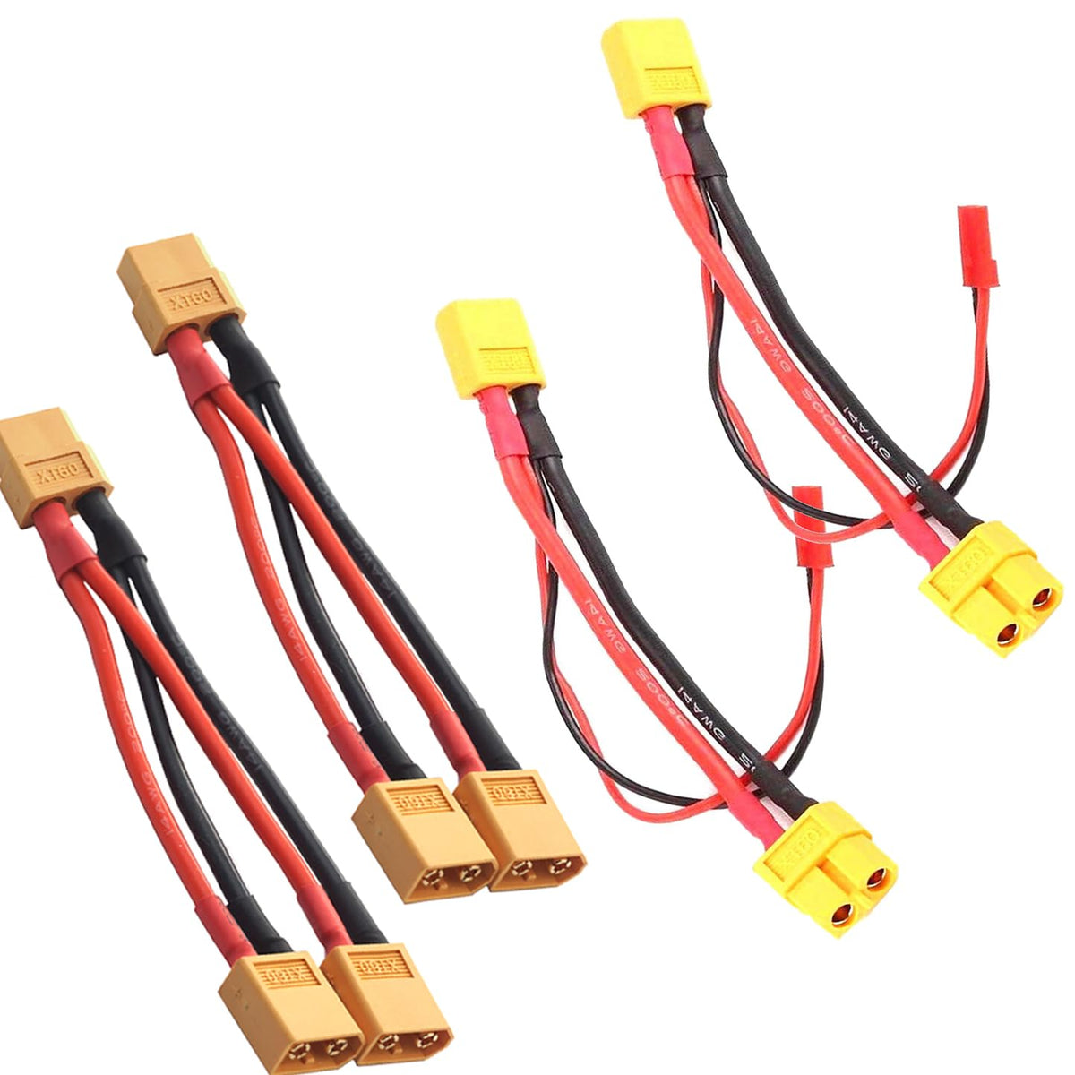 14AWG XT60 Parallel Battery Connector 2-Male to 1-Female Cable Splitter Harness Adapter M961