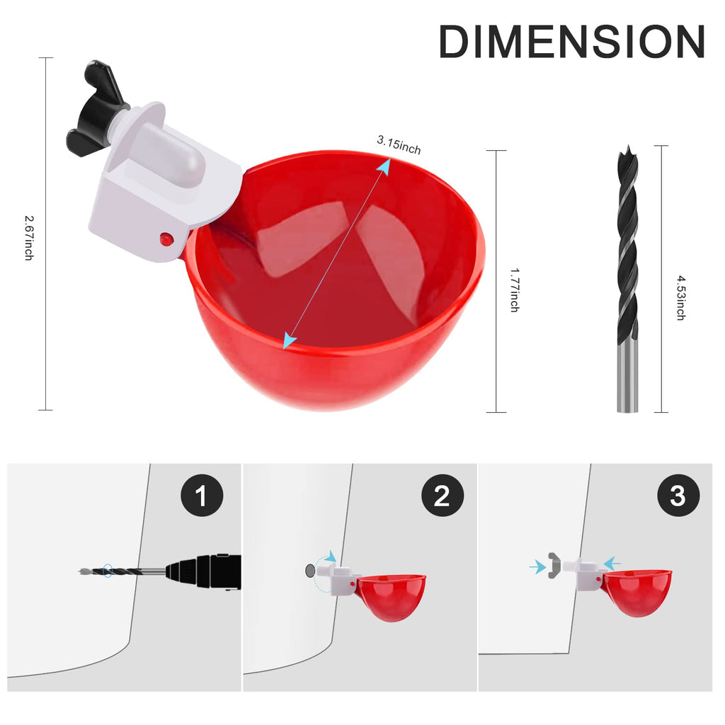 6 Packs Chicken Waterer Cups with Mounting Hole Opener Y596038