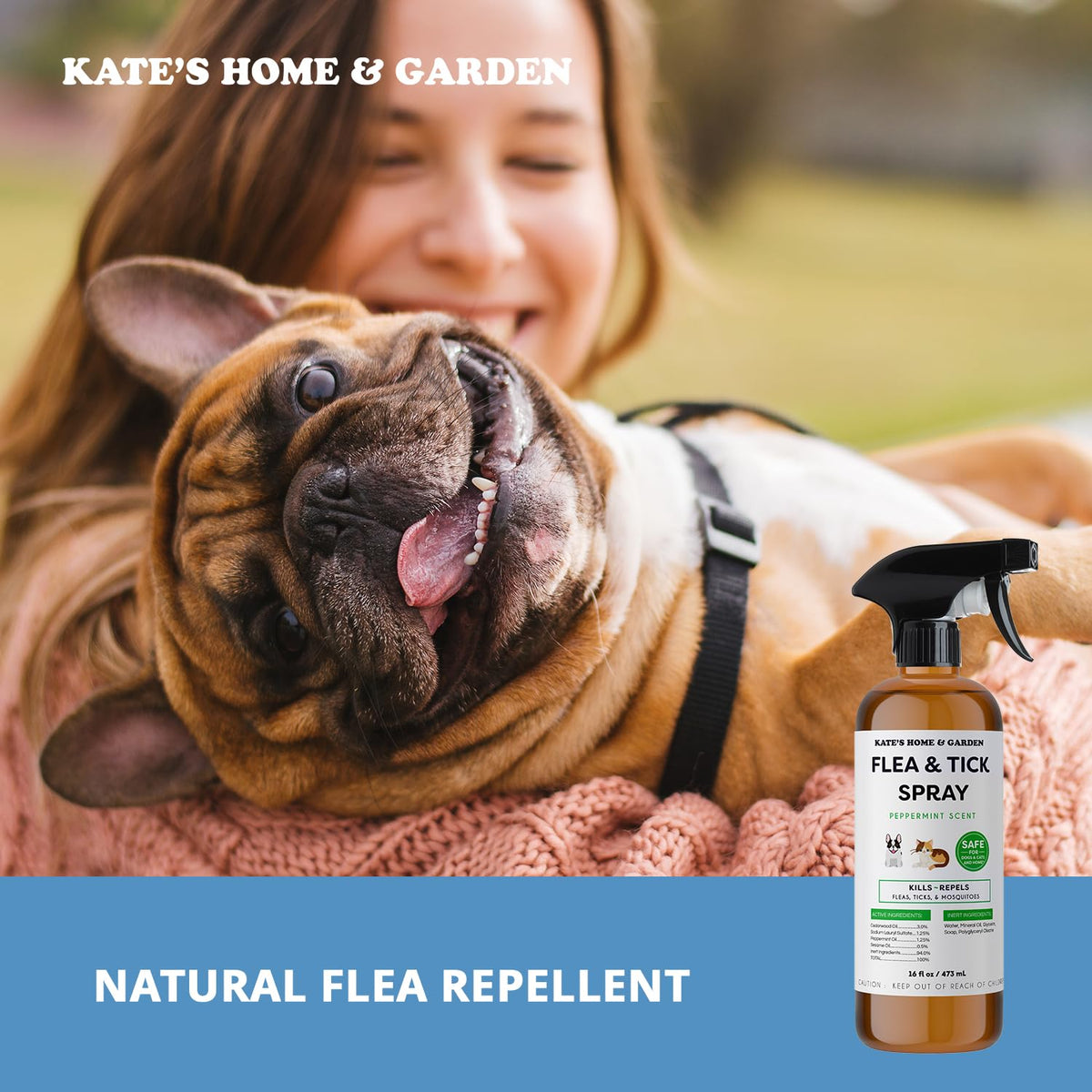 Flea and Tick Spray for Dogs & Cats 16oz H38401