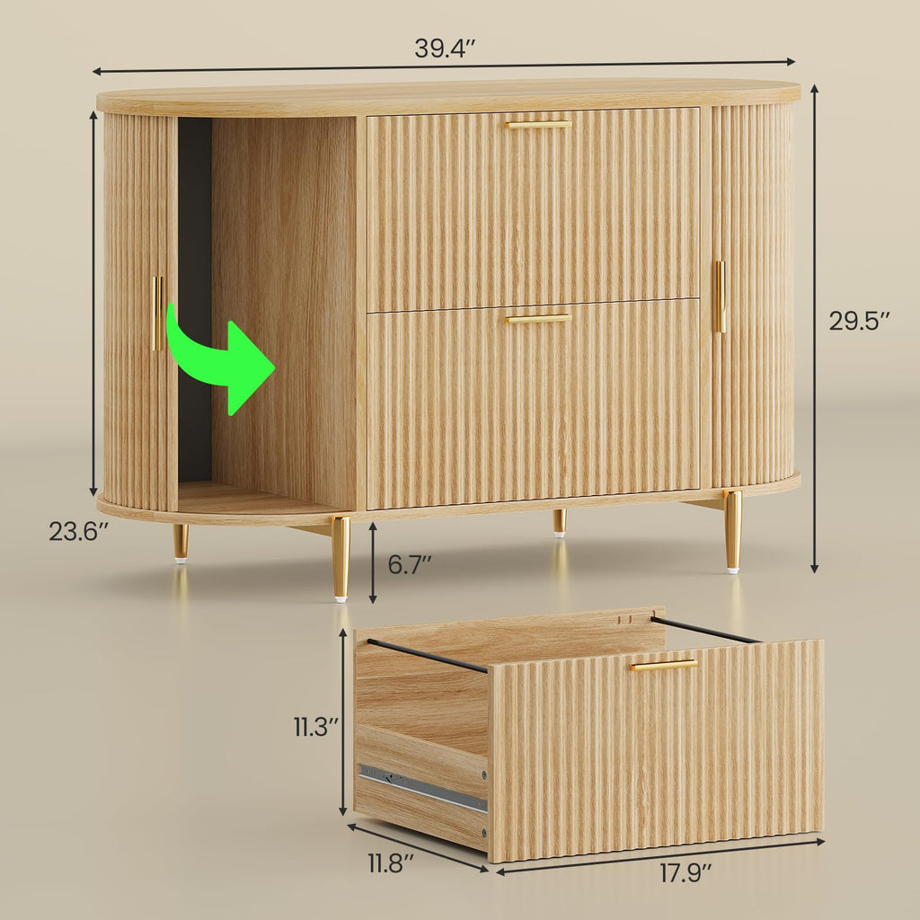 2 Drawer File Cabinet with 2 Sliding Door A56337