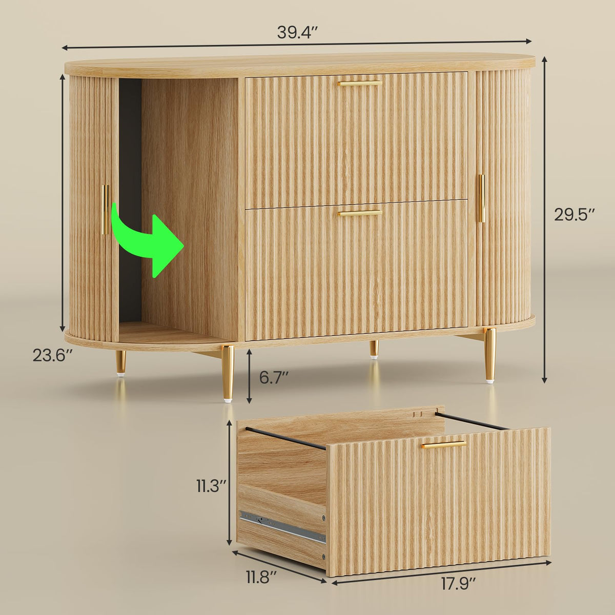 2 Drawer File Cabinet with 2 Sliding Door A56337